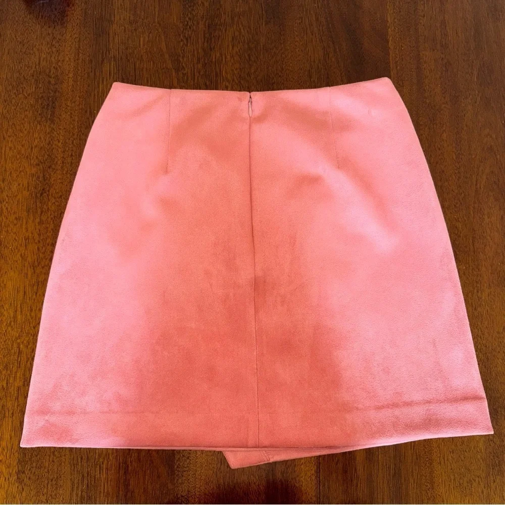 Ann Taylor Loft Faux‎ Suede Skirt Mini Coral Salmon Pink Tie Size 2